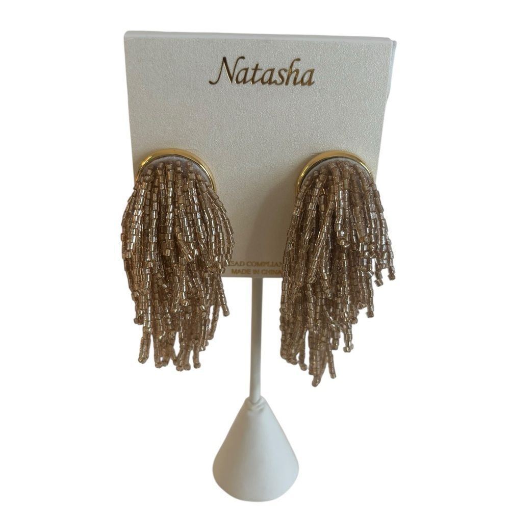 Natasha Couture Gold Beaded Earrings. These have that WOW factor!